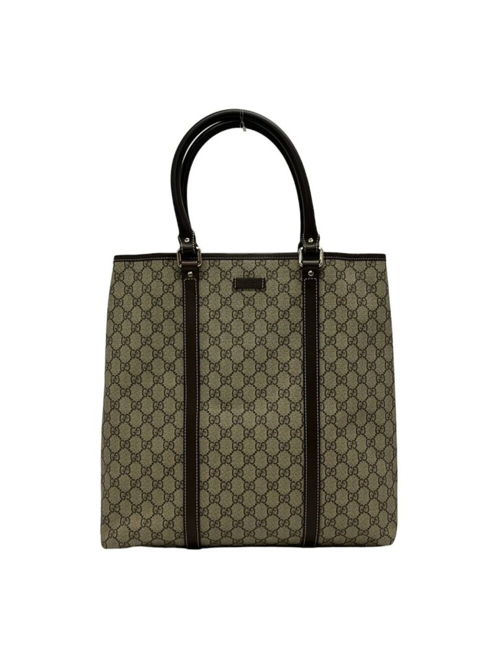 Gucci Tote GG Plus Supreme Beige Dark Brown Leather